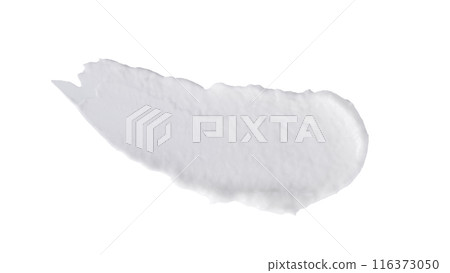 White cream smear isolated on white background. Abstract cosmetic skincare product texture. Face cream or shampoo, body lotion swatch for design. 116373050