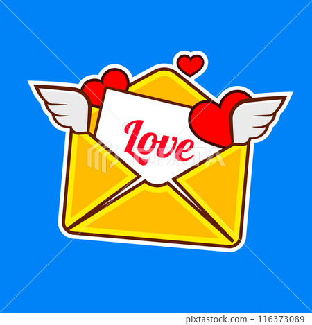 Poster or banner with blue sky and paper cut clouds. Place for text. Happy Valentine s day sale header or voucher template with 116373089
