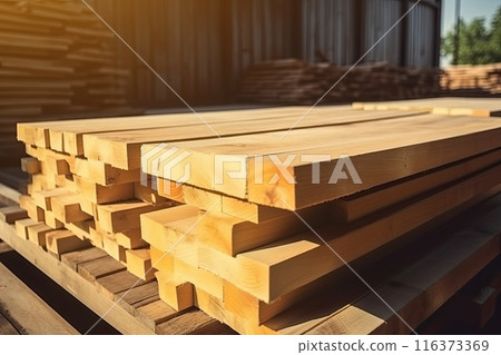 Solid wood deck board stack for construction and finishing works 116373369