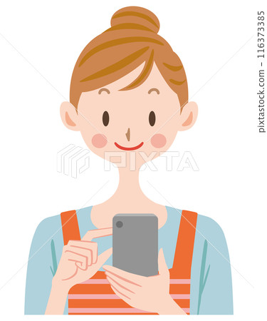 使用智能手機的主婦的例證 使用智能手機的主婦的例證 116373385