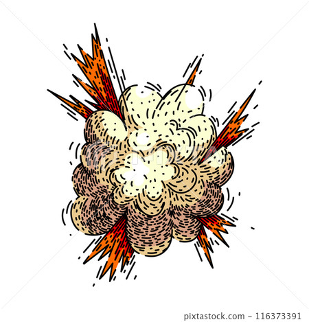 fireball explosion bomb sketch hand drawn vector 116373391