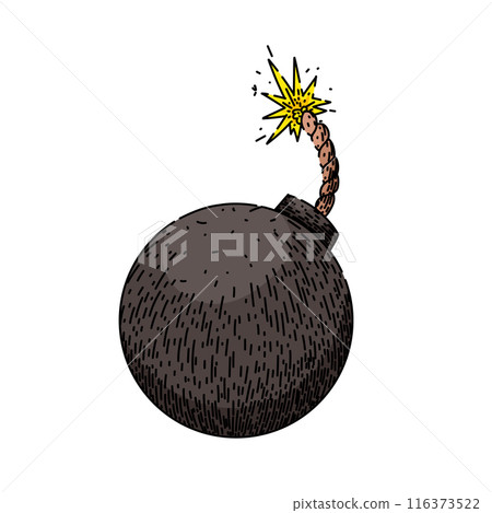 explode bomb sketch hand drawn vector 116373522