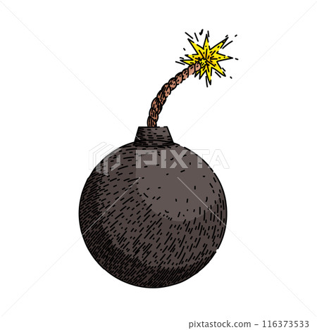 boom bomb sketch hand drawn vector 116373533