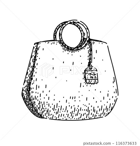 leather trendy handbag sketch hand drawn vector 116373633
