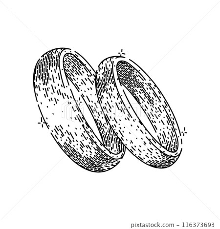 two ring wedding sketch hand drawn vector 116373693