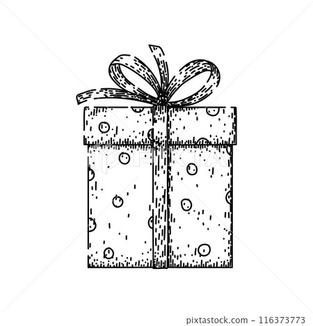 present gift box sketch hand drawn vector 116373773