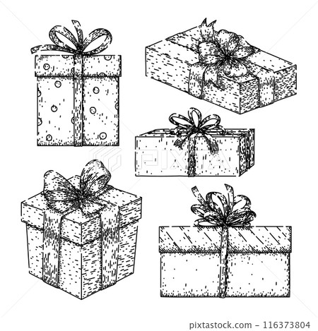 gift box set sketch hand drawn vector 116373804