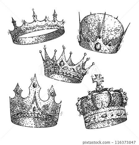 crown king set sketch hand drawn vector crown king set sketch hand drawn vector 116373847
