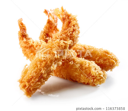 fried shrimps on white background fried shrimps on white background 116373858