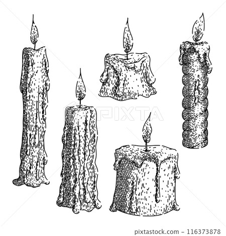candle set sketch hand drawn vector candle set sketch hand drawn vector 116373878