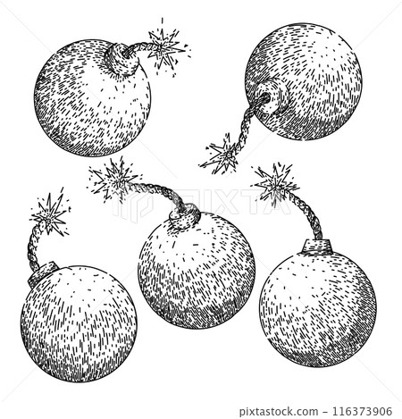 bomb set sketch hand drawn vector 116373906