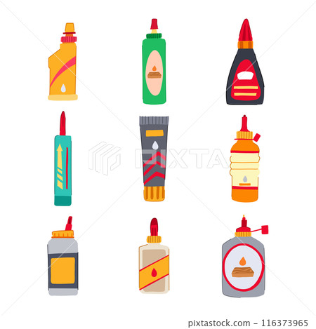 wood glue set cartoon vector illustration wood glue set cartoon vector illustration 116373965