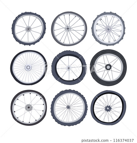 wheel bike set cartoon vector illustration 116374037