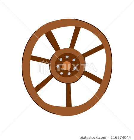 wood wheel ancient cartoon vector illustration 116374044