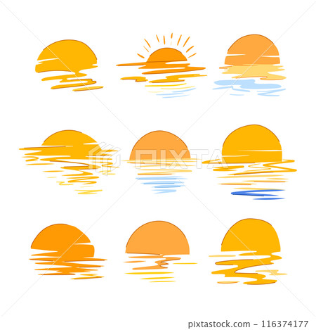 sunset set cartoon vector illustration 116374177