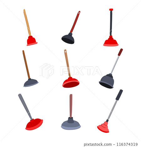 plunger set cartoon vector illustration 116374319