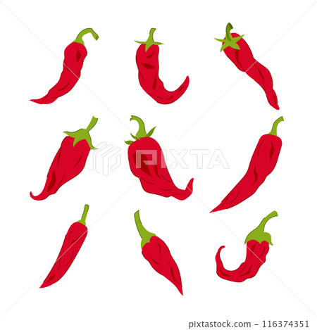 pepper chili set cartoon vector illustration 116374351