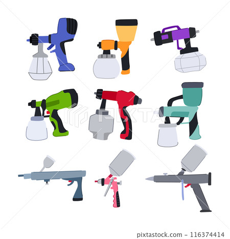 paint sprayer set cartoon vector illustration paint sprayer set cartoon vector illustration 116374414