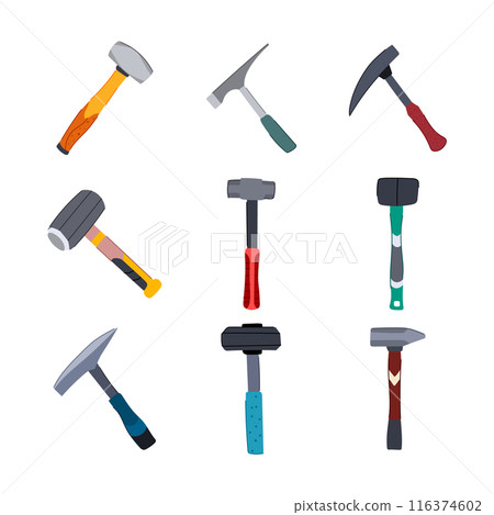 mason s hammer set cartoon vector illustration 116374602
