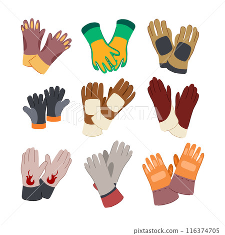 gloves welding set cartoon vector illustration gloves welding set cartoon vector illustration 116374705