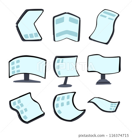 flexible screen set cartoon vector illustration flexible screen set cartoon vector illustration 116374715