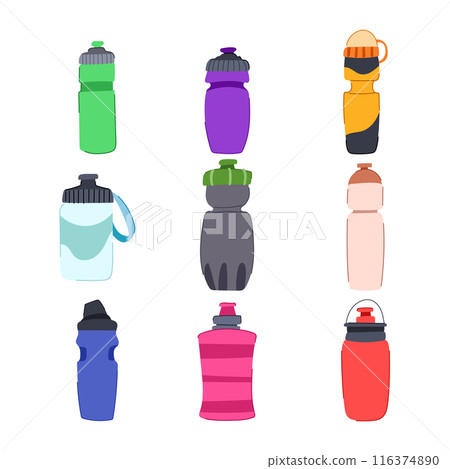 bike bottle set cartoon vector illustration 116374890