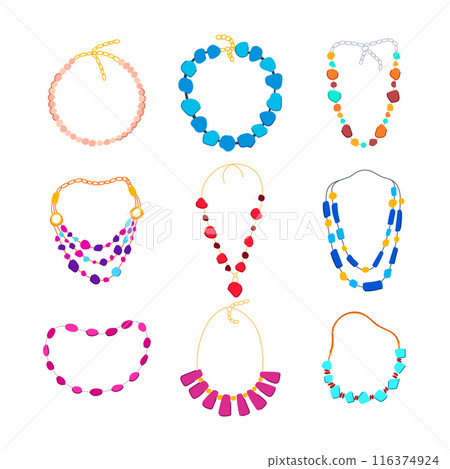 beads necklace set cartoon vector illustration beads necklace set cartoon vector illustration 116374924