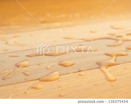 Side view of spilled water on the floor Side view of spilled water on the floor 116375434