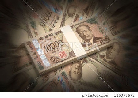 A pile of new 10,000 yen and 1 million yen bills A pile of new 10,000 yen and 1 million yen bills 116375672