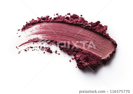 Eyeshadow sample isolated on white background. Crushed purple metallic eyeshadow. Closeup of a makeup product 116375770