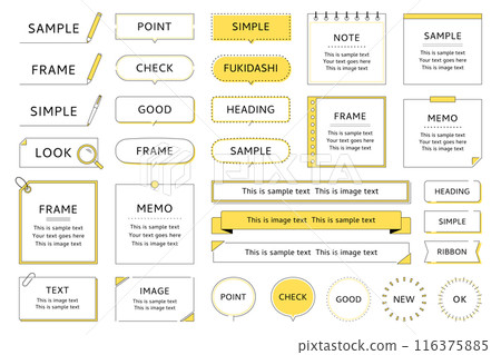 框架集簡單線條絲帶設計裝飾裝飾邊框標題標題語音氣泡 116375885