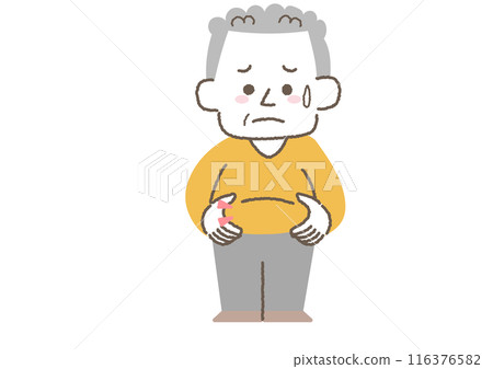 關心腹部脂肪的老人的插圖 116376582