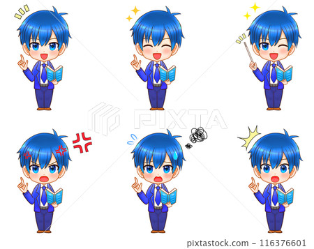 Introducing a set of 2 chibi illustrations of male high school students in uniform 116376601
