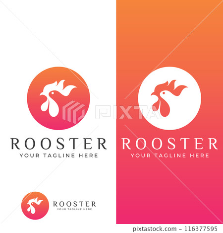 Chicken logo, rooster head logo with fish combination. Logo for company business, restaurant or restaurant or food stall. Using penditan simple vector illustration. 116377595