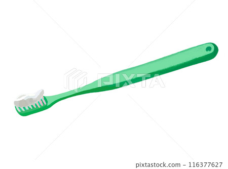 Toothbrush (green) with toothpaste Toothbrush (green) with toothpaste 116377627