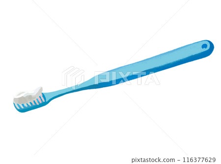 Toothbrush (blue) with toothpaste 116377629