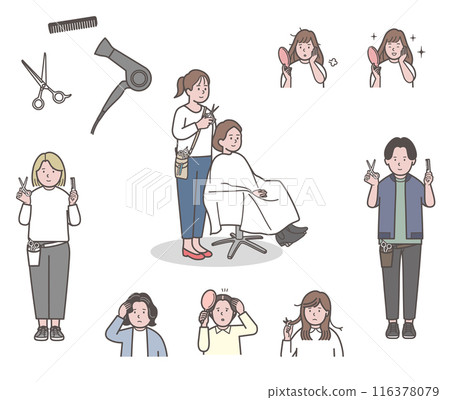 Hair salon illustration set 116378079