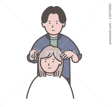 Hairdresser counseling on hairstyle 116378083