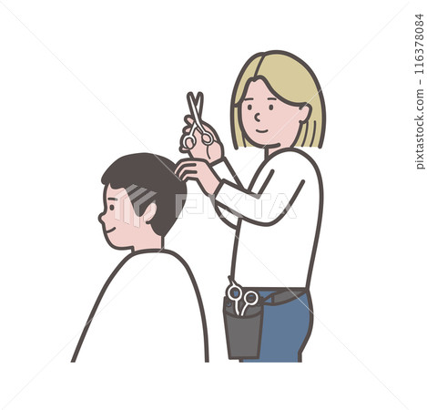 Hairdresser cutting hair 116378084