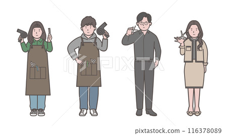各種理髮師全身插畫 116378089