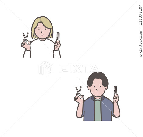 理髮師的上半身插畫 116378104