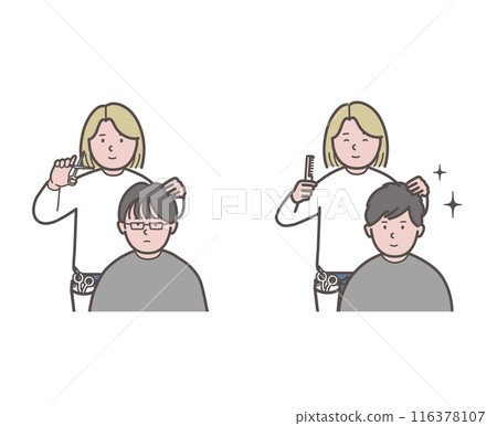 一個男人在美髮沙龍改頭換面的前後對比 116378107