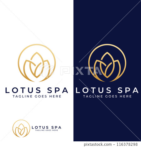 A beautiful and naturally beautiful lotus spa flower, with a luxurious and elegant lotus flower vector illustration editing, suitable for beauty and cosmetic salons. 116378298