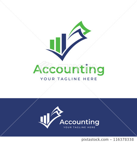 Financial accounting logo, with check mark for financial accounting stock chart analysis. In modern template vector illustration concept style. Financial accounting logo, with check mark for financial accounting stock chart analysis. In modern template vector illustration concept style. 116378338