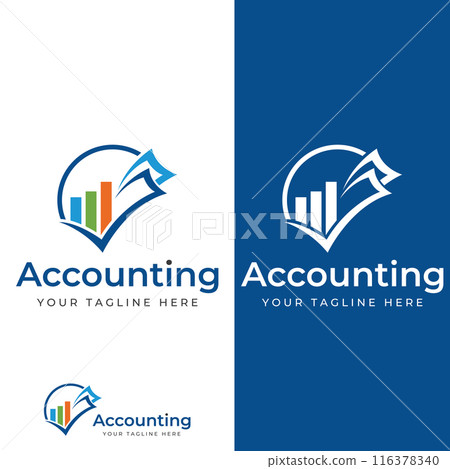 Financial accounting logo, with check mark for financial accounting stock chart analysis. In modern template vector illustration concept style. 116378340