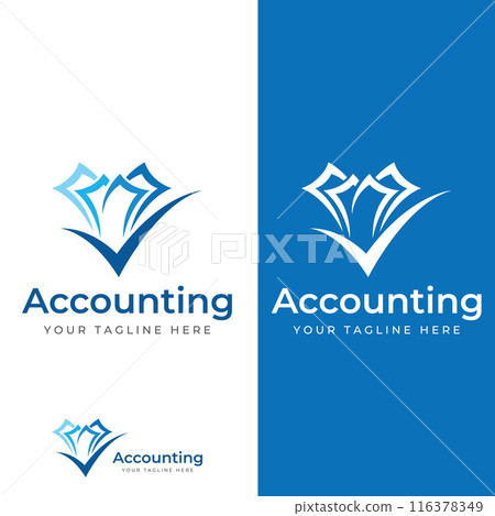 Financial accounting logo, with check mark for financial accounting stock chart analysis. In modern template vector illustration concept style. 116378349