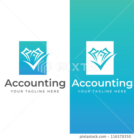 Financial accounting logo, with check mark for financial accounting stock chart analysis. In modern template vector illustration concept style. 116378350