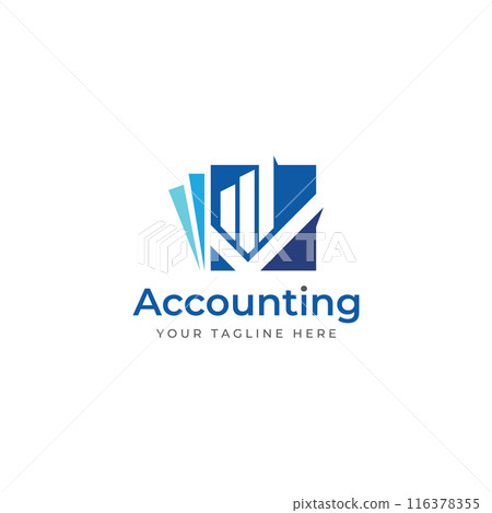 Financial accounting logo, with check mark for financial accounting stock chart analysis. In modern template vector illustration concept style. 116378355