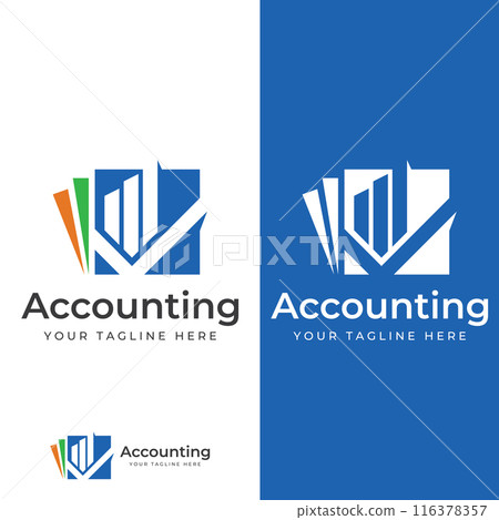 Financial accounting logo, with check mark for financial accounting stock chart analysis. In modern template vector illustration concept style. 116378357
