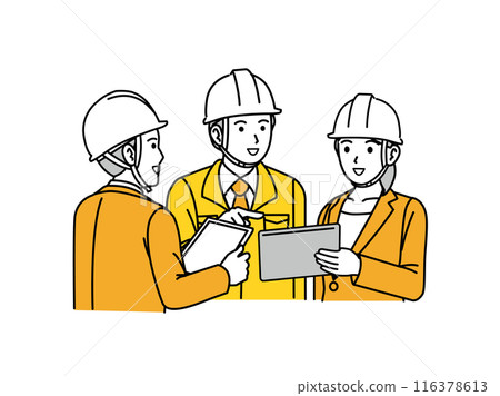 建築業和製造業相關人士舉行會議和討論的插圖 建築業和製造業相關人士舉行會議和討論的插圖 116378613
